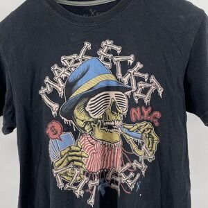 VTG Y2K Marc Ecko Cut Sew Graphic T Shirt Mens Size L Black‎ Skull Cigar NYC